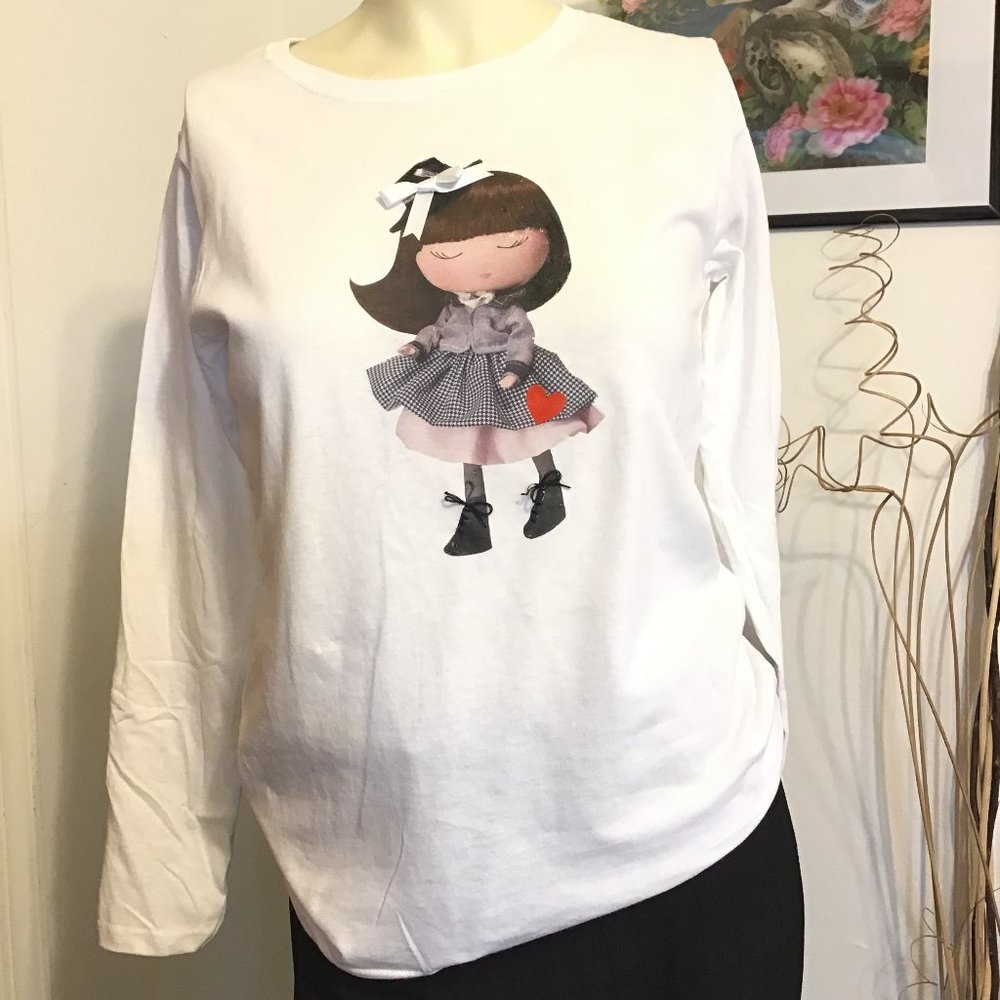 Women Fashion Doll Print Long Sleeve T-Shirts